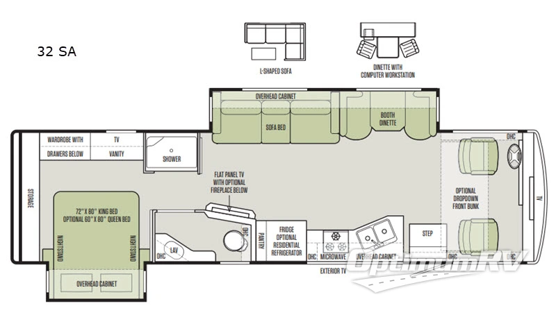 2019 Tiffin Open Road Allegro 32 SA RV Floorplan Photo