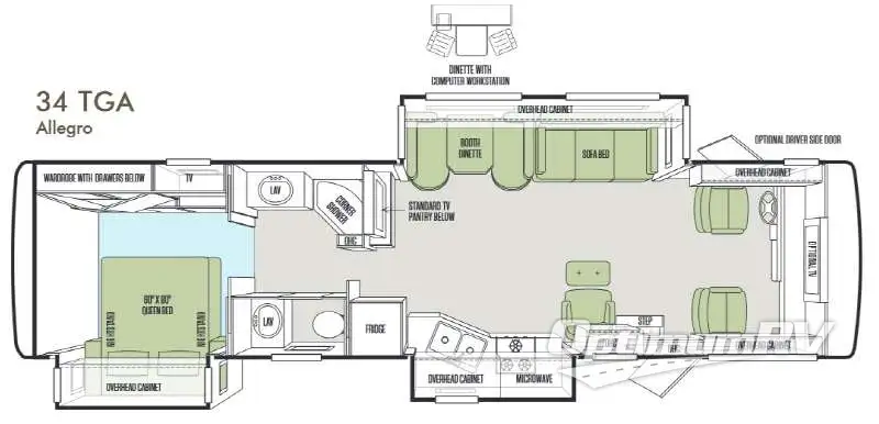 2014 Tiffin Allegro 34TGA RV Floorplan Photo