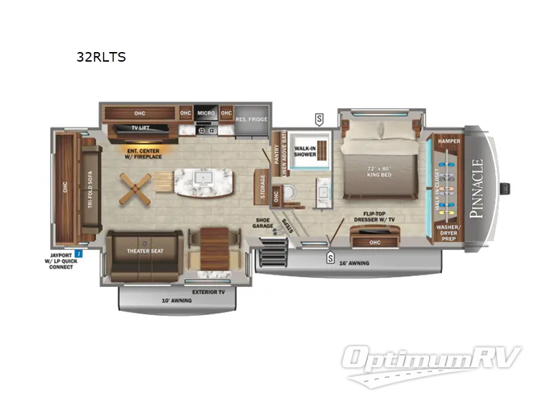 2022 Jayco Pinnacle 32RLTS RV Floorplan Photo