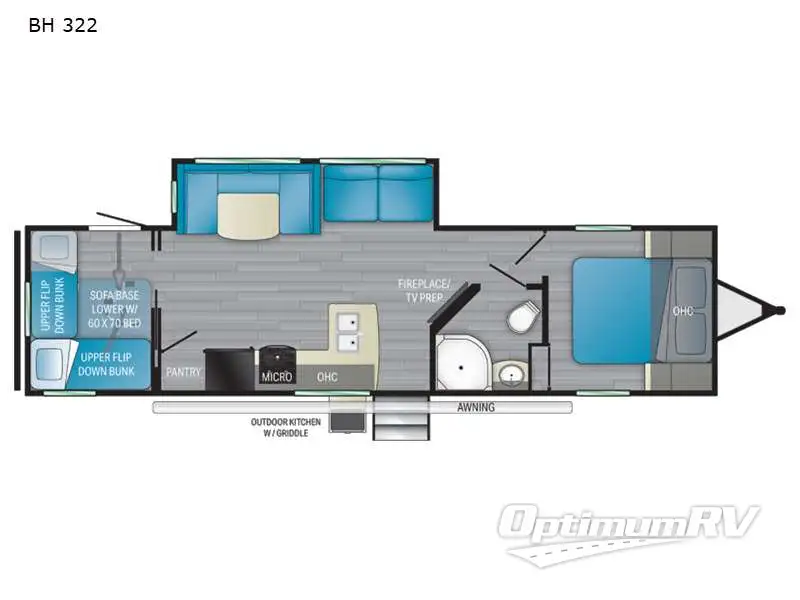 2021 Heartland Pioneer BH 322 RV Floorplan Photo