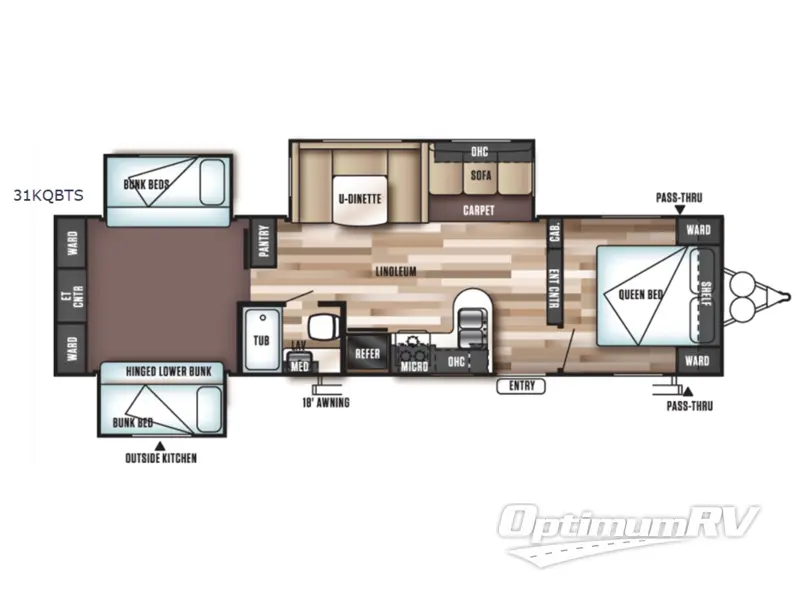 2018 Forest River Wildwood 31KQBTS RV Floorplan Photo