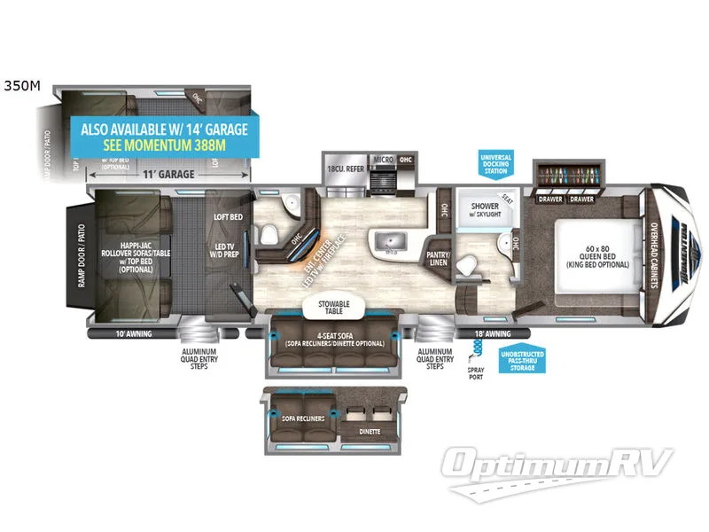 2018 Grand Design Momentum M-Class 350M RV Floorplan Photo