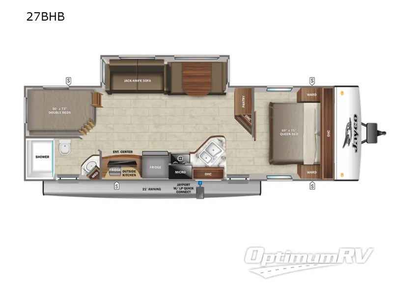 2022 Jayco Jay Feather 27BHB RV Floorplan Photo