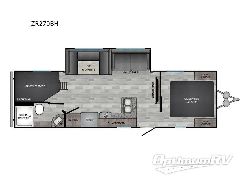 2022 CrossRoads Zinger Lite ZR270BH RV Floorplan Photo