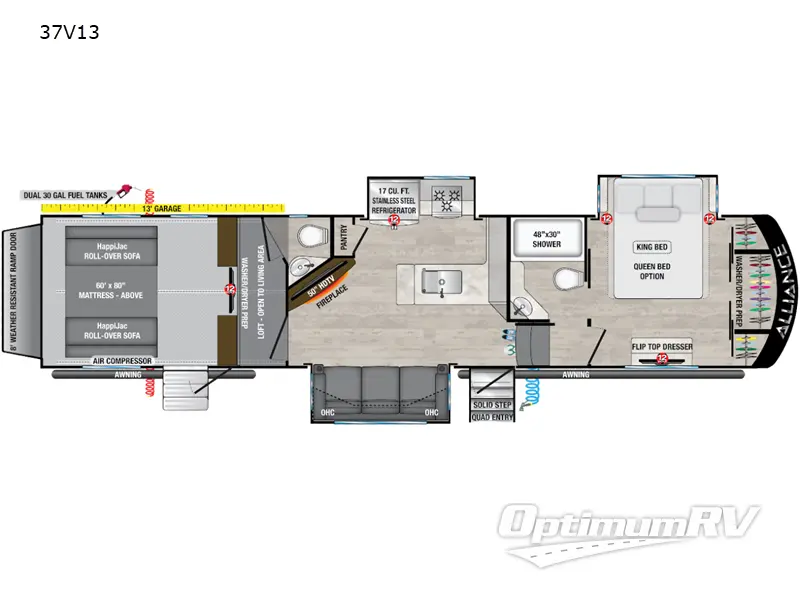 2022 Alliance Valor 37V13 RV Floorplan Photo