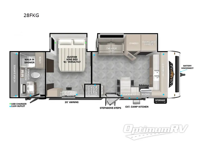 2024 Forest River Wildwood 28FKG RV Floorplan Photo