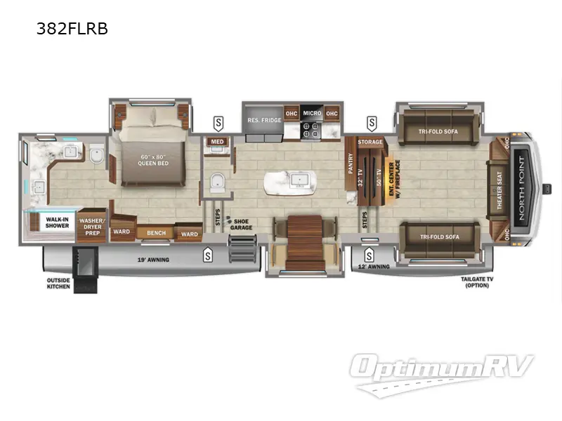 2022 Jayco North Point 382FLRB RV Floorplan Photo