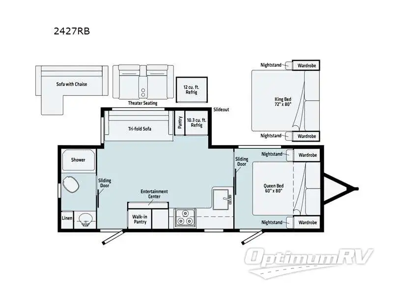 2021 Winnebago Towables Voyage 2427RB RV Floorplan Photo