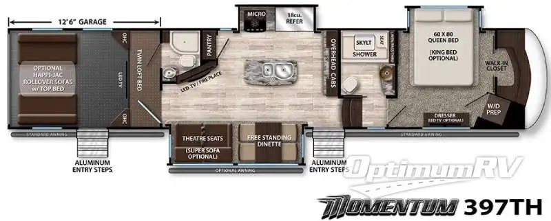 2016 Grand Design MOMENTUM 397TH RV Floorplan Photo