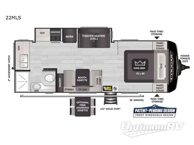 2022 Keystone Cougar Half-Ton 22MLS RV Floorplan Photo