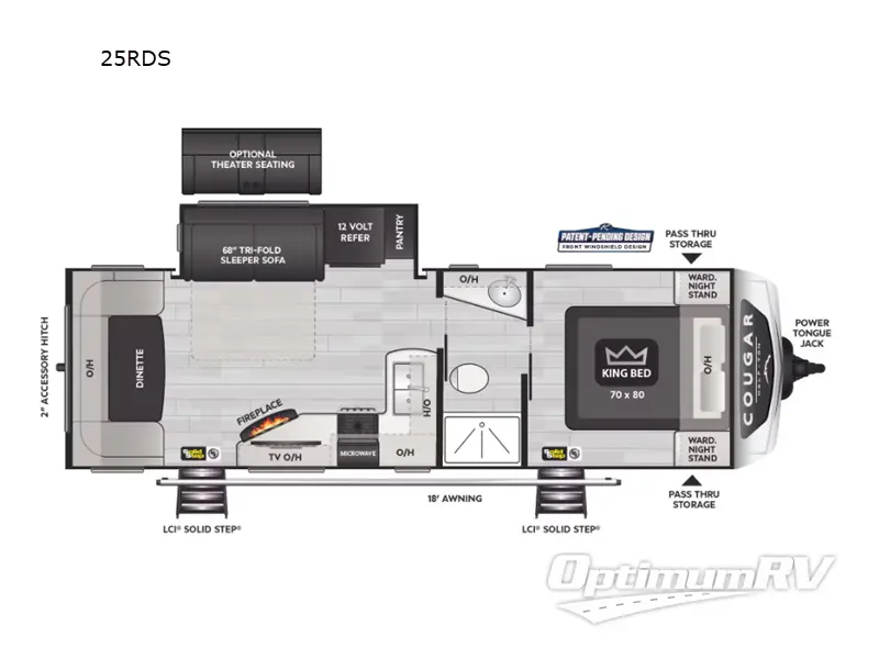 2025 Keystone Cougar Half-Ton 25RDS RV Floorplan Photo