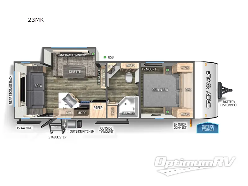 2024 Forest River Cherokee Grey Wolf 23MK RV Floorplan Photo