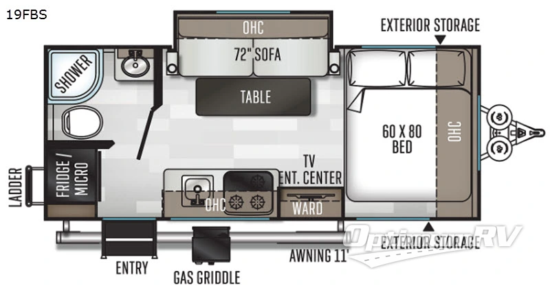 2020 Forest River Rockwood GEO Pro 19FBS RV Floorplan Photo