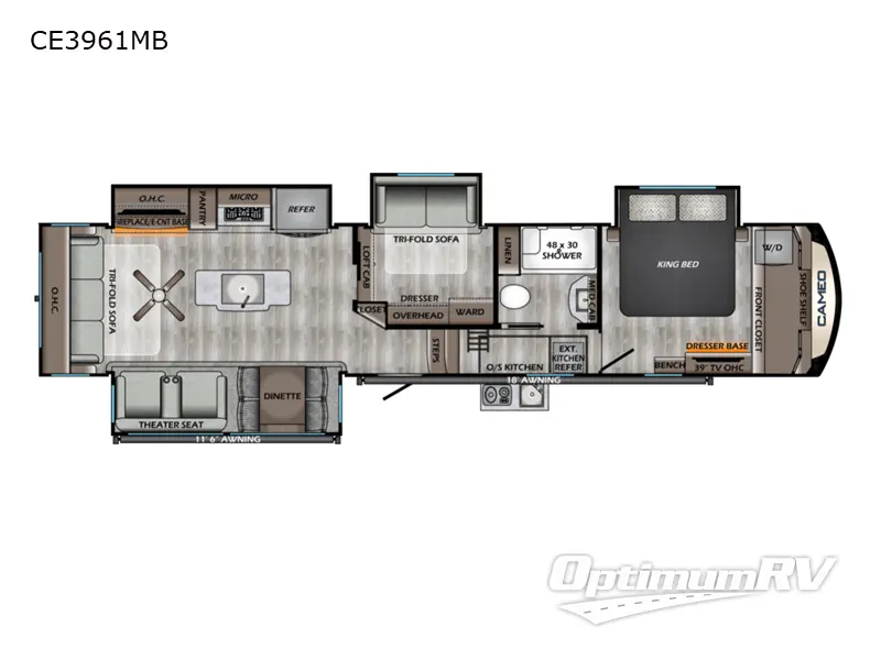 2022 CrossRoads Cameo CE3961MB RV Floorplan Photo