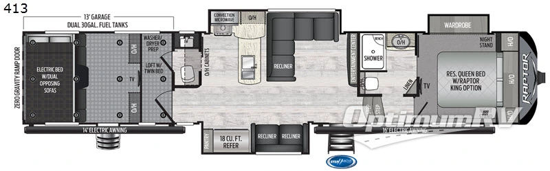 2020 Keystone Raptor 413 RV Floorplan Photo