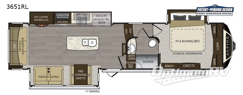 2018 Keystone alpine 3651RL RV Floorplan Photo