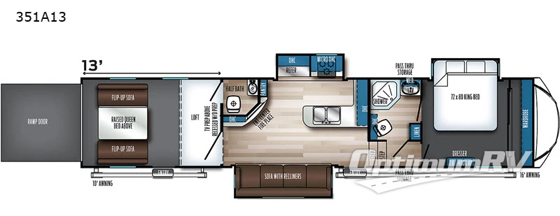 2020 Forest River Vengeance Rogue Armored 351A13 RV Floorplan Photo