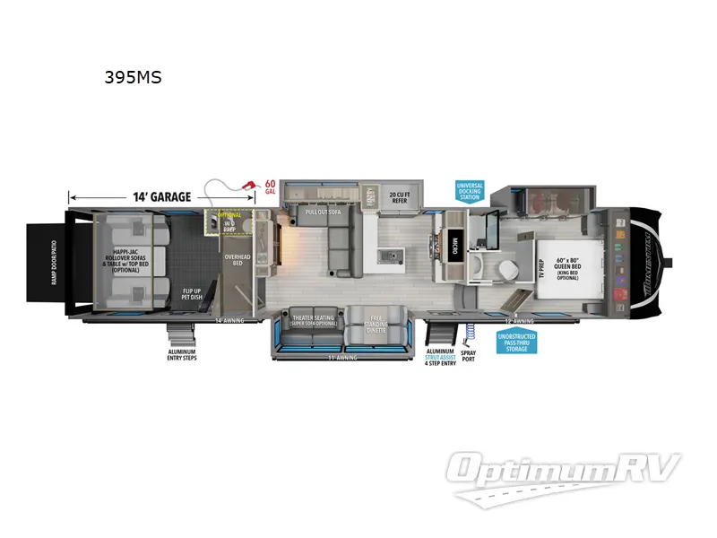 2024 Grand Design Momentum M-Class 395MS RV Floorplan Photo