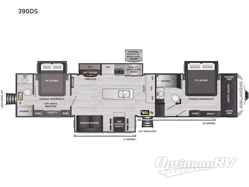 2023 Keystone Avalanche 390DS RV Floorplan Photo