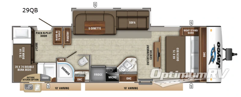 2019 Jayco Jay Feather 29QB RV Floorplan Photo