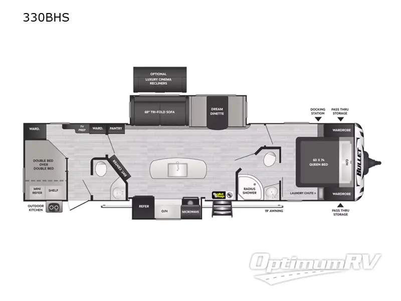 2022 Keystone Bullet 330BHS RV Floorplan Photo