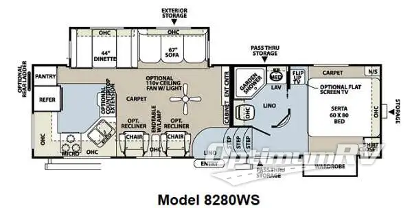 2012 Forest River Rockwood Signature Ultra Lite 8280WS RV Floorplan Photo