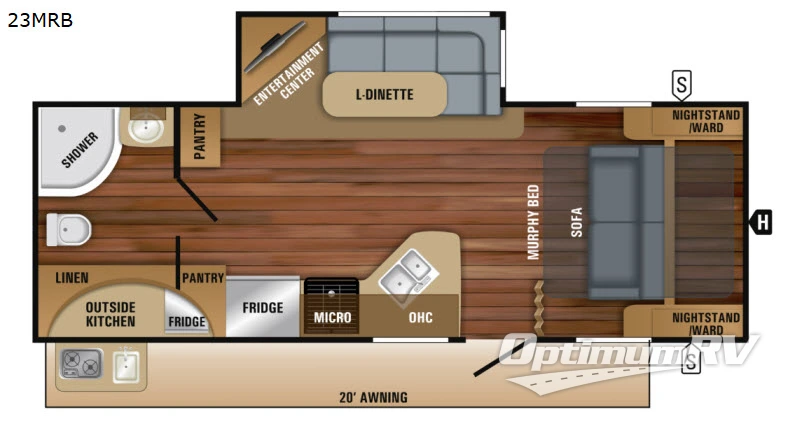 2018 Jayco White Hawk 23 MRB RV Floorplan Photo