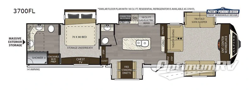 2019 Keystone alpine 3700FL RV Floorplan Photo