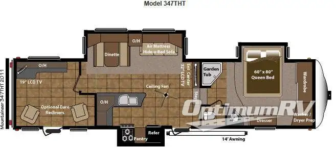 2012 Keystone Mountaineer 347THT RV Floorplan Photo