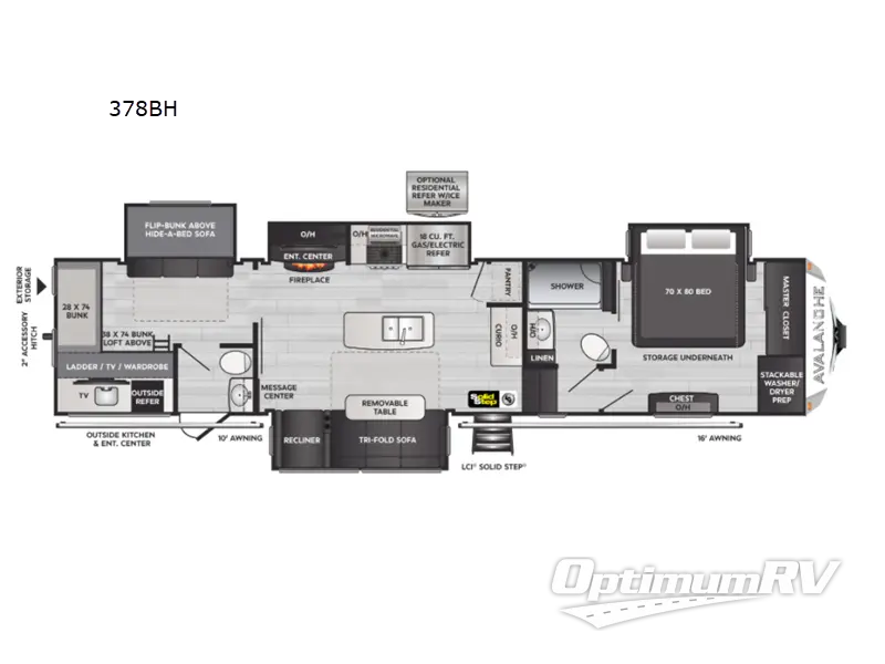 2022 Keystone Avalanche 378BH RV Floorplan Photo