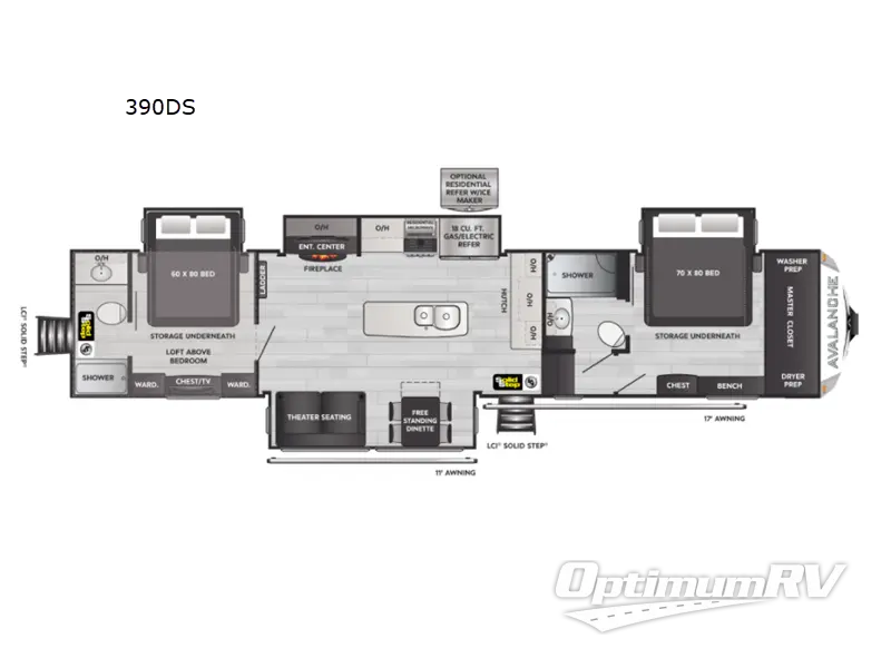 2022 Keystone Avalanche 390DS RV Floorplan Photo