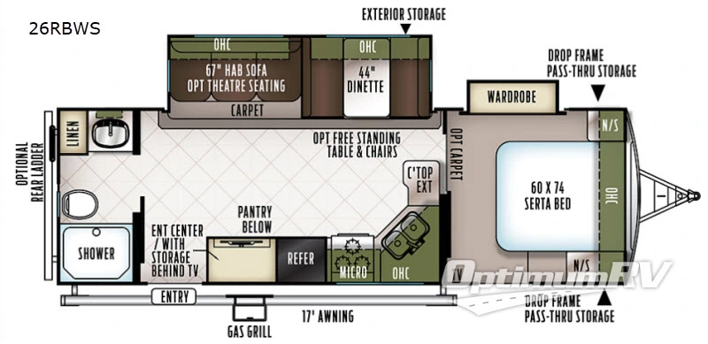 2018 Forest River Flagstaff Super Lite 26RBWS RV Floorplan Photo