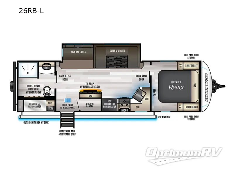 2022 Forest River Cherokee Alpha Wolf 26RB-L RV Floorplan Photo