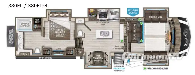 2021 Grand Design Solitude 380FL RV Floorplan Photo