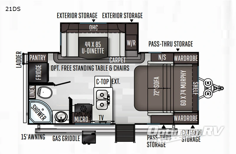 2020 Forest River Flagstaff Micro Lite M-21DS RV Floorplan Photo