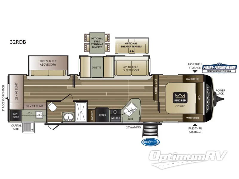 2019 Keystone Cougar Half-Ton Series 32RDB RV Floorplan Photo