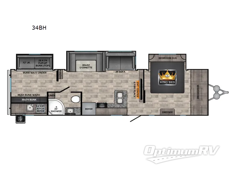 2022 CrossRoads Volante 34BH RV Floorplan Photo