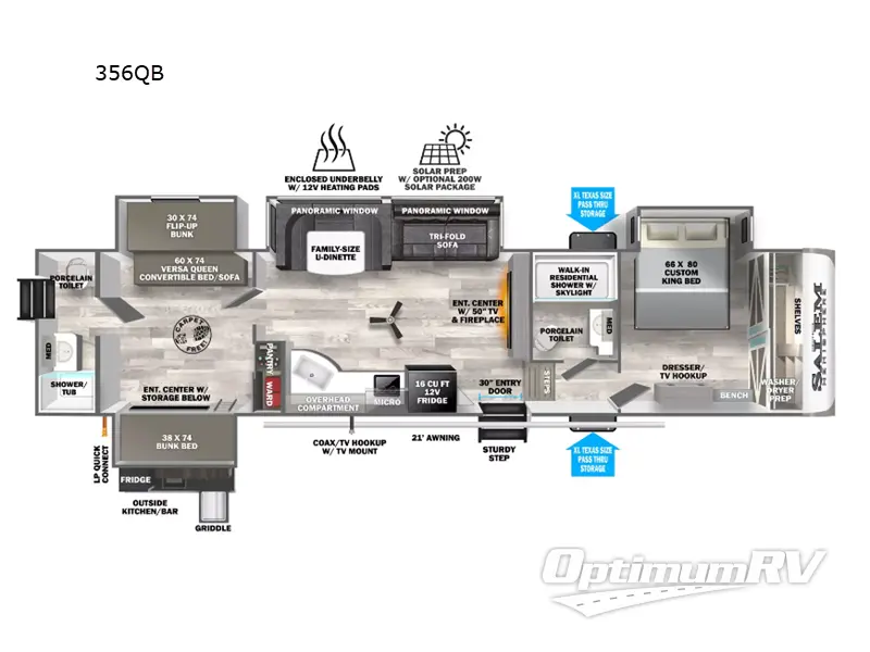 2023 Forest River Salem Hemisphere 356QB RV Floorplan Photo