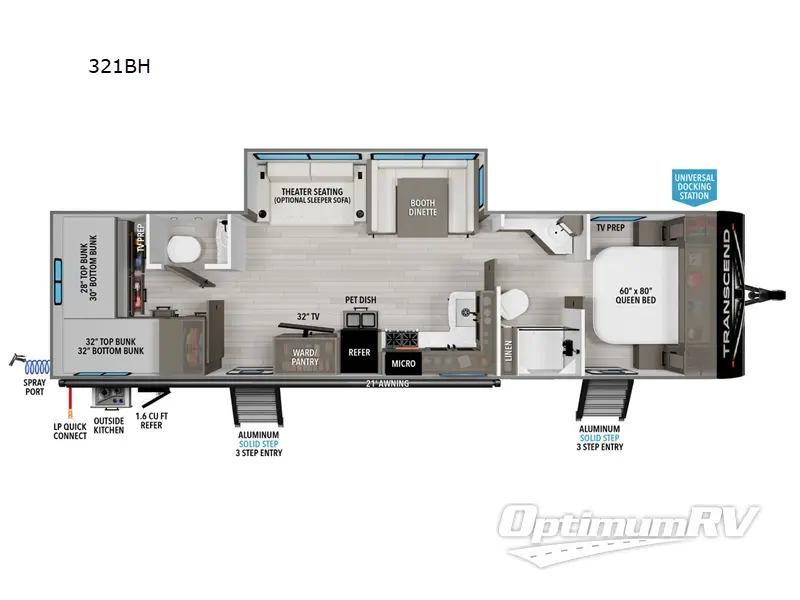 2024 Grand Design Transcend Xplor 321BH RV Floorplan Photo