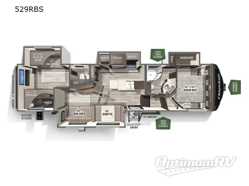 2022 Forest River Flagstaff Super Lite 529RBS RV Floorplan Photo