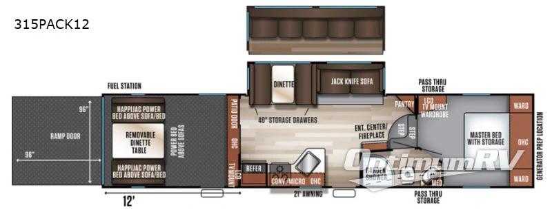 2019 Forest River Cherokee Wolf Pack 315PACK12 RV Floorplan Photo