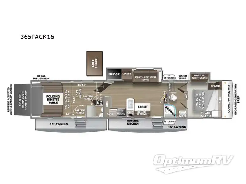 2021 Forest River Cherokee Wolf Pack 365 PACK16 RV Floorplan Photo