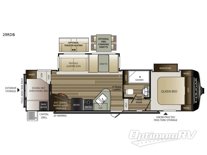 2018 Keystone Cougar Half-Ton Series 29RDB RV Floorplan Photo