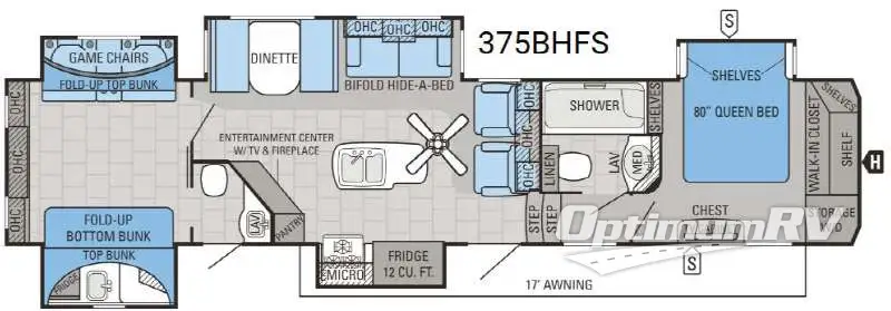 2016 Jayco North Point 375BHFS RV Floorplan Photo