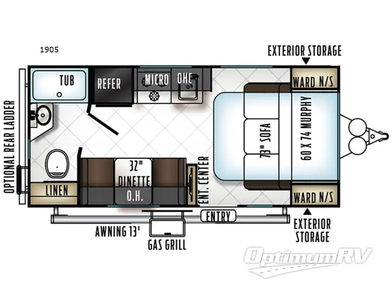 2018 Forest River Rockwood Mini Lite 1905 RV Floorplan Photo