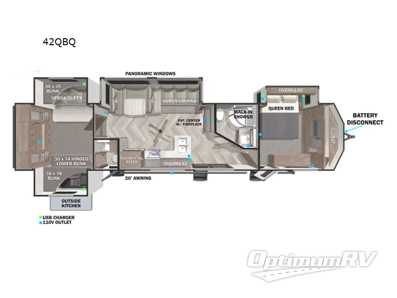 2022 Forest River Salem Villa Series 42QBQ RV Floorplan Photo