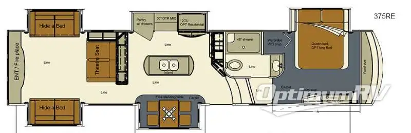 2016 EverGreen RV Bay Hill 375RE RV Floorplan Photo