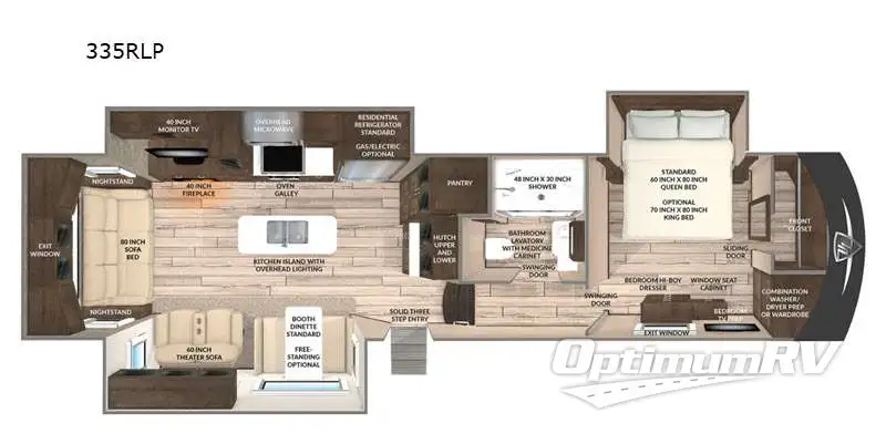 2021 VanLeigh Pinecrest 335RLP RV Floorplan Photo