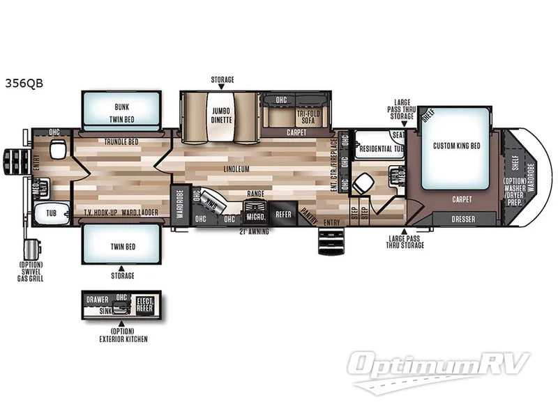 2018 Forest River Wildwood Heritage Glen 356QB RV Floorplan Photo