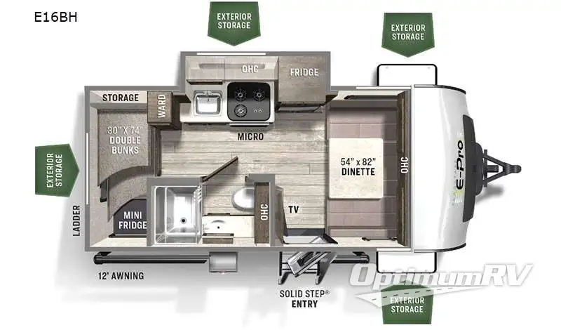 2021 Forest River Flagstaff E-Pro E16BH RV Floorplan Photo